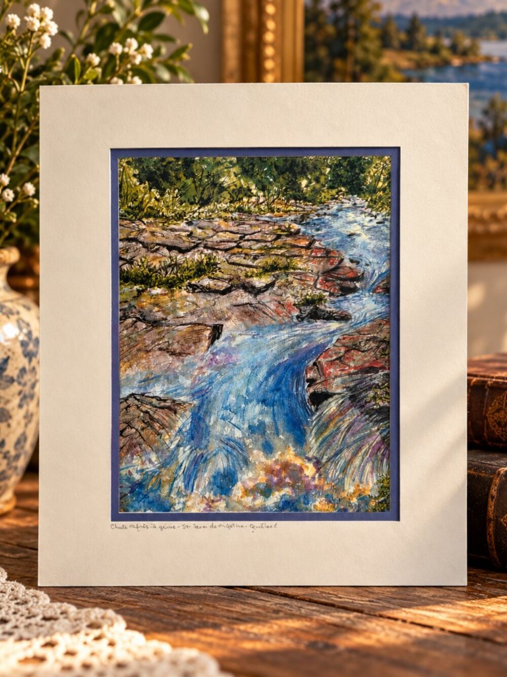 Line Bouchard Original Watercolor Painting - Chutes St-Jean-de-Matha Quebec